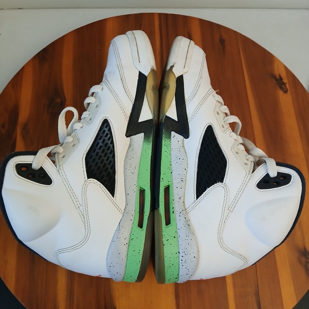 Jordan 5 Retro Poison Green GS Kids 7Y White Shoes Sneakers 440888-115 - Picture 7 of 8